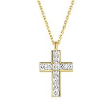 Kette mit Anhänger - Kesef 51718 - 925/- Silber Gelb vergoldet, Zirkonia