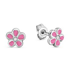 Ohrstecker - Kesef 54063 - 925/- Silber rhodiniert, Email Pink