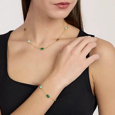 Armkette/Anker - Mabina 534173 - 925/- Silber Gelb vergoldet, Zirkonia