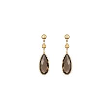 Ohrstecker - Gerry Eder 01.EG317 - 585/- Gelbgold, Rauchquarz Grau