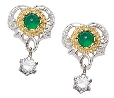 Ohrstecker - Gerry Eder 4043HVG - 925/- Silber vergoldet Bicolor, Zirkonia Grün