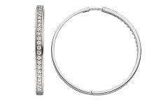 Creolen - 65086-01 - 925/- Silber rhodiniert, Zirkonia Weiß