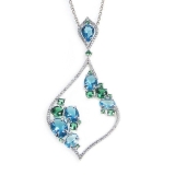 Kette mit Anhänger - BOCCADAMO GR603 - 925/- Silber rhodiniert, Zirkonia