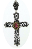 Anhänger - 925/- Silber, Granat, Kreuz