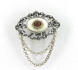 Broschen - 835/- Silber, Granat