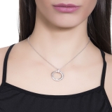 Kette mit Anhänger - BOCCADAMO GR727 - 925/- Silber rhodiniert, Zirkonia