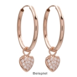 Creoleneinhänger - Kesef 5487 - 925/- Silber Rosé vergoldet, Zirkonia Weiß