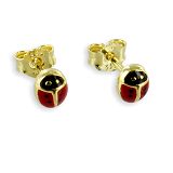 Ohrstecker - Kesef 2040 - 333/- Gelbgold, Email Rot/Schwarz