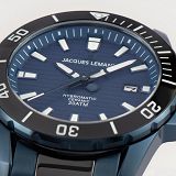 Herrenuhr - Jacques Lemans 1-2222B - Chrono-Automatik, Stahl IP Blau