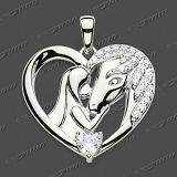 Anhänger - 52-0213 - 925/- Silber rhodiniert, Zirkonia, Herz