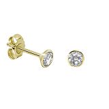 Ohrstecker - Kesef 5324 - 925/- Silber Gelb vergoldet, Zirkonia Weiß