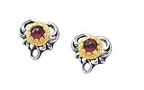 Ohrstecker - Gerry Eder 4043 - 925/- Silber vergoldet Bicolor, Granat Rot