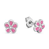 Ohrstecker - Kesef 54063 - 925/- Silber rhodiniert, Email Pink