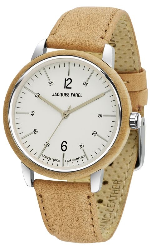 Damenuhr - Jacques Farel hayfield Quarz, ORW 1005 - Petry Holz-Stahl Uhren 