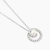 Kette mit Anhänger - Mabina 553827 - 925/- Silber rhodiniert, Zirkonia/Kunstperl