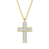 Kette mit Anhänger - Kesef 51718 - 925/- Silber Gelb vergoldet, Zirkonia