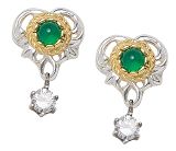 Ohrstecker - Gerry Eder 4043HVG - 925/- Silber vergoldet Bicolor, Zirkonia Grün
